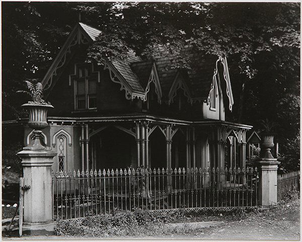 Photograph, Walker Evans: Walker Evans (American, 1903-1975), "Gothic Gate Cottage Near Poughkeepsie, New York," 1931, gelatin silver print, image/sheet: 6.5"h x 8"w, artist board: 18"h x 14"w, overall (with mat): 20"h x 16"w.