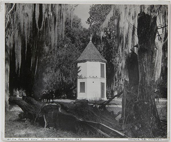 Photograph, Clarence John Laughlin: Clarence John Laughlin (American, 1905-1985), "White Against Gray #1, Parlange Plantation," 1947, gelatin silver print, signed lower right artist board, titled and dated lower left artist board, artis