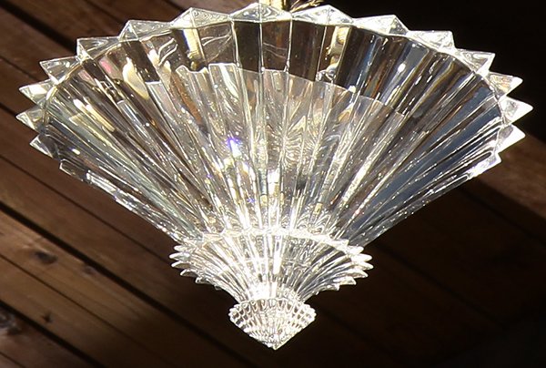 Baccarat Mathias 'Mille Nuits' a 4 lumieres: Baccarat Mathias 'Mille Nuits' a 4 lumieres, number 2102244 crystal hanging fixture, having a tapered form accented with the faceted body, 14"h x 16"w