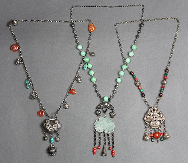 Chinese Silver Necklace with Stone Accents (1 of 3)
