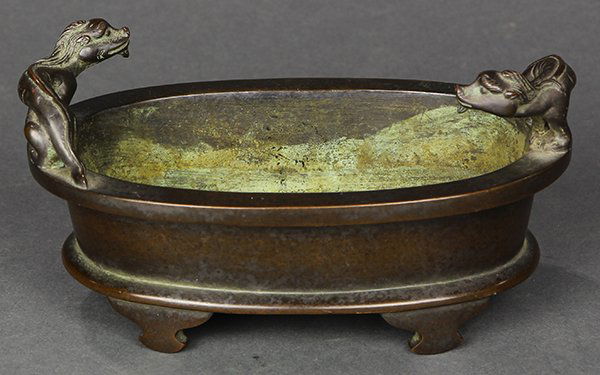 Chinese Bronze Oval Sectioned Censer (1 of 5)