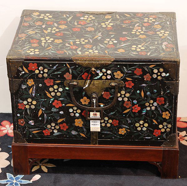 Mother-of-Pearl Inlaid Lacquer Trunk (1 of 3)