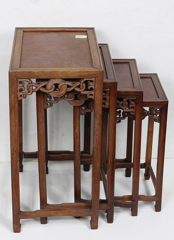 Chinese Nesting Tables, Burlwood Panel (1 of 2)
