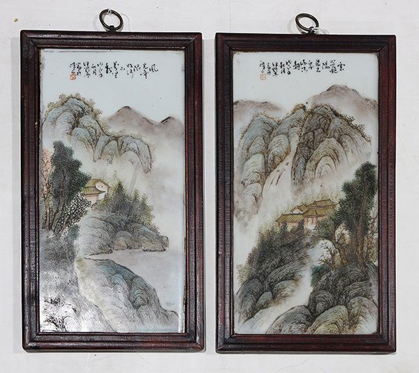 Two Chinese Porcelain Plaques, Landscape (1 of 2)