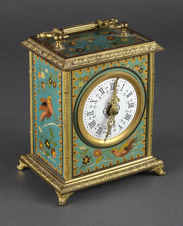 Enamel decorated carriage clock in the French taste (1 of 3)