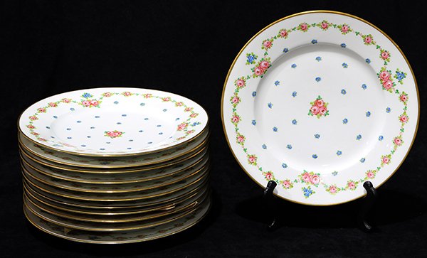 (lot of 12) Dresden dinner plates, each having a gilt (1 of 2)