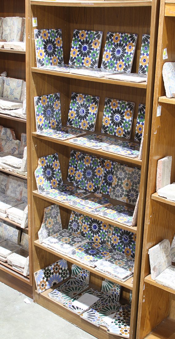 Five shelves of Moroccan and Spanish tile (1 of 1)
