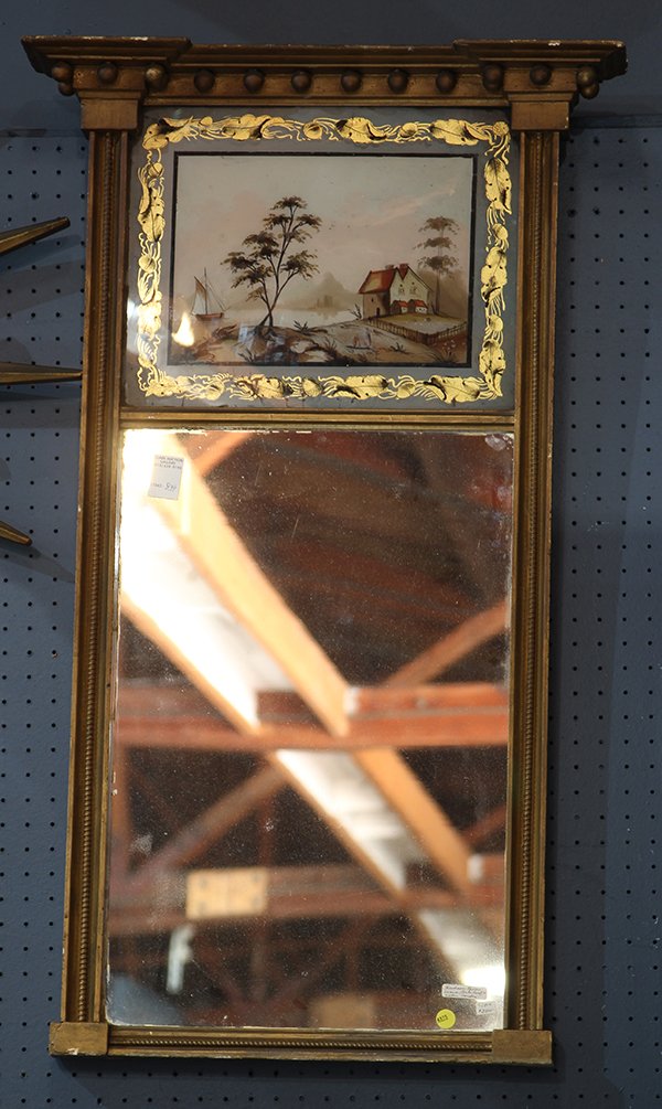 New England Classical partial gilt tabernacle mirror, (1 of 1)