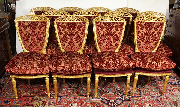 (Lot of 12) Neoclassical style giltwood chairs (1 of 3)