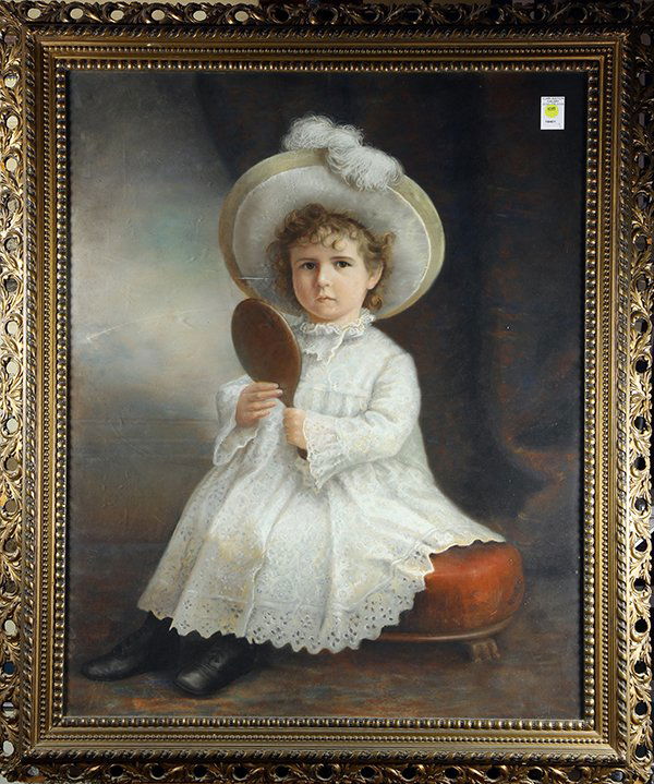 Pastel, Portrait of a Seated Young Girl Holding a (1 of 1)