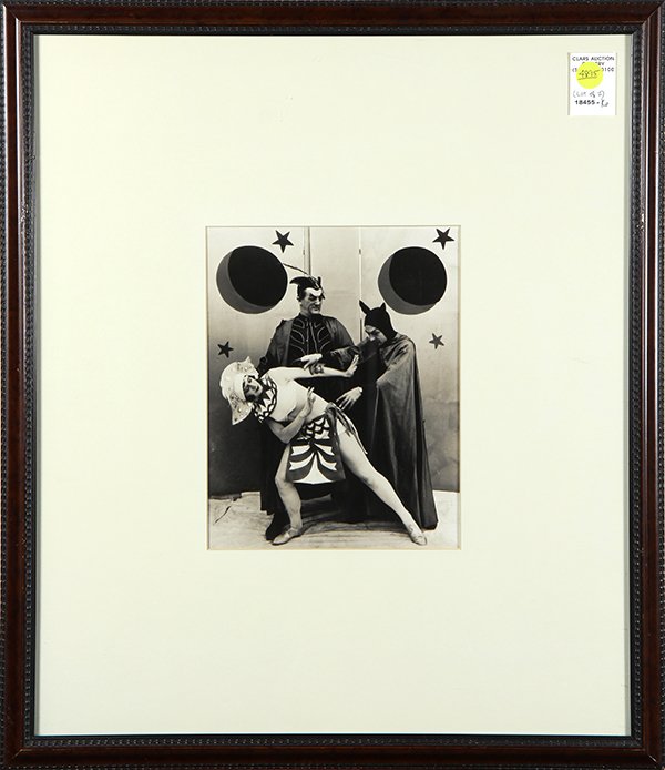 Photographs, Theatrical Scenes: (lot of 2) Continental School (20th century), Two Stage Performers and Theatrical Scene with Devils, gelatin silver prints, sights: 9"h x 7"w, overalls (each/with frame): 22"h x 18.5"w