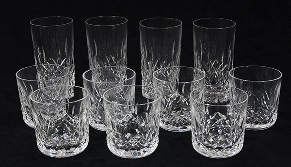 (lot of 11) Waterford crystal barware in the Lismore: (lot of 11) Waterford crystal barware in the Lismore pattern, comprising (4) tumblers 5.75"h and (7) highballs, 3.5"h, signed. Provenance: Property from the collection of Trotter's Antiques, Pacific G