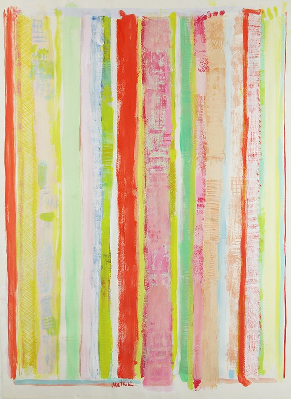 Painting, Robert Natkin: Robert Natkin (American, 1930-2010), Untitled (Lines), circa 1969, acrylic on paper, signed lower center, sheet: 28.5"h x 19.75"w, overall (with frame): 30.5"h x 22.75"w