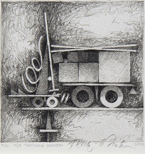 Print, Fletcher Benton: Fletcher Benton (American, b. 1931), Geo Series #26, 2002, lithograph, pencil signed and dated lower right, edition 13/15, image: 5.25"h x 5"w, overall (matted): 12.25"h x 12.25"w.