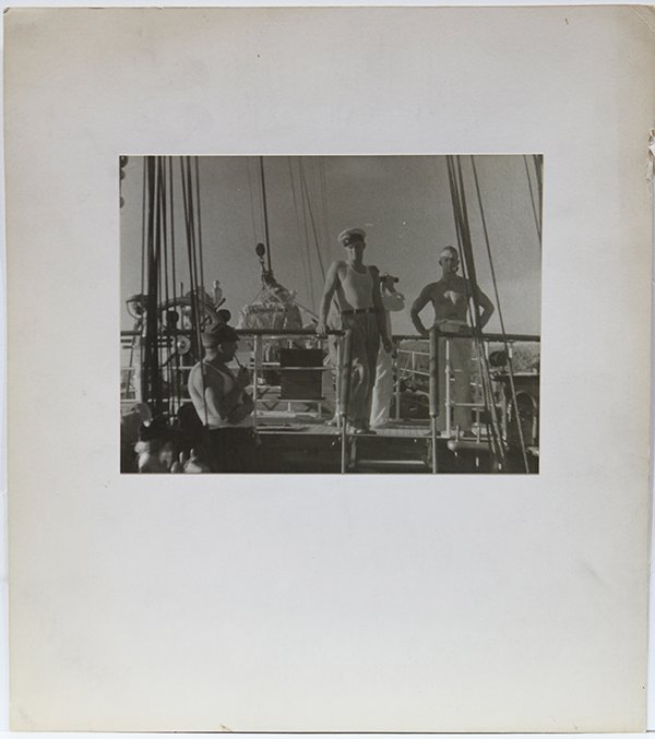 Photograph, Evans: Walker Evans (American, 1903-1975), "Aboard the Cressida, South Pacific," 1932, gelatin silver print, artist stamp verso, image: 5.5"h x 7"w, artist board: 12"h x 10.5"w, overall (with mat): 18"h x 14