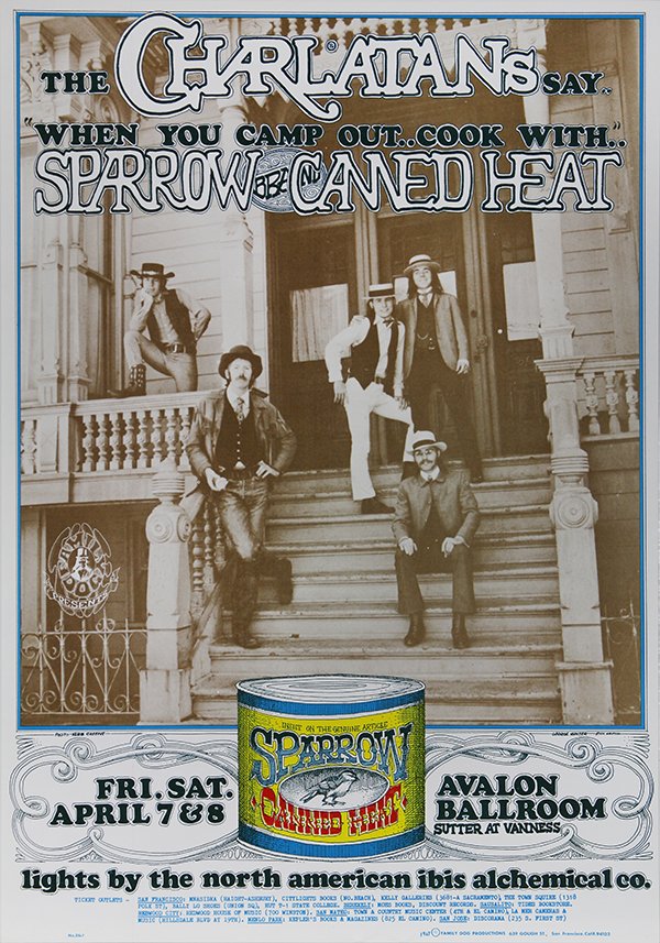 Vintage Rock Posters, Griffin, Mouse, and Kelley: (lot of 3) Rick Griffin (American, 1944-1991) and George Hunter (American, 20th century), "Charlatans Front Porch; Featuring the Charlatans, Sparrow, and Canned Heat," Family Dog Presents at the Avalo