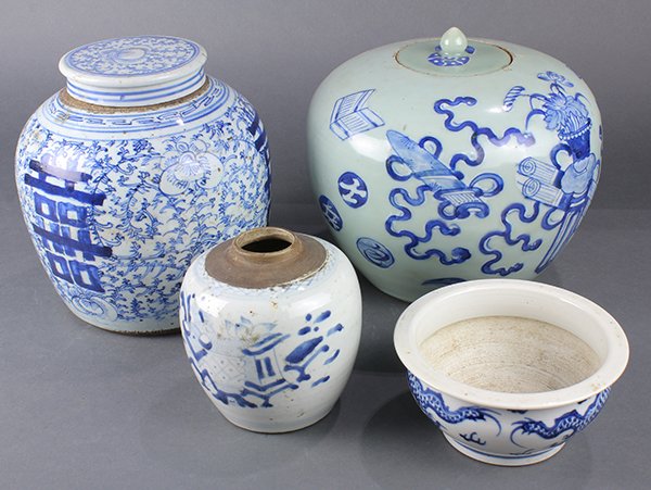 Four Chinese Underglaze Blue Jars (1 of 2)