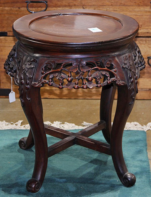 Chinese Wood Stool, Gourds (1 of 5)