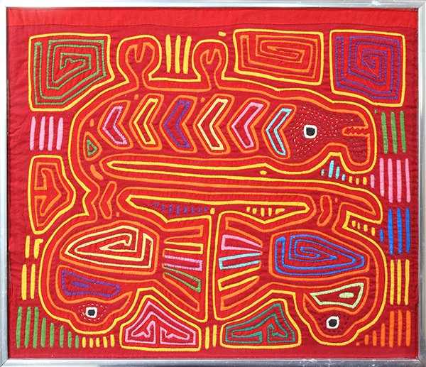 (lot of 3) Framed Panamanian molas, circa 1970, the (1 of 3)