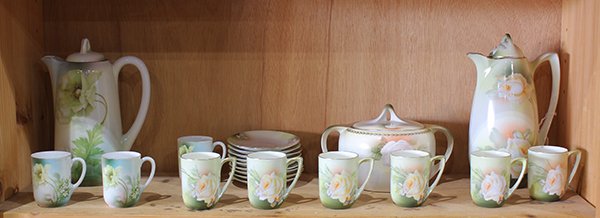 One shelf containing a RS Prussia porcelain group, (1 of 2)