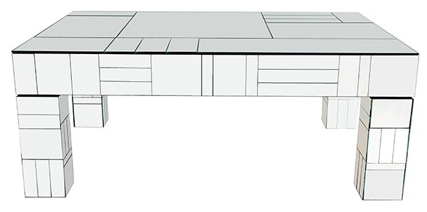 Paul Evans style mirrored coffee table, having a (1 of 9)
