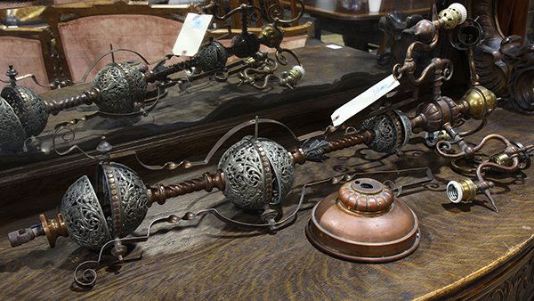 Egyptian Revival style copper and brass light fixture (1 of 1)