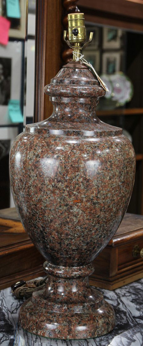 Continental style marble urn form table lamp, having a (1 of 2)