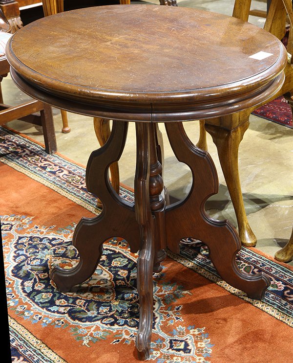 Victorian walnut occasional table, having an oval top (1 of 2)