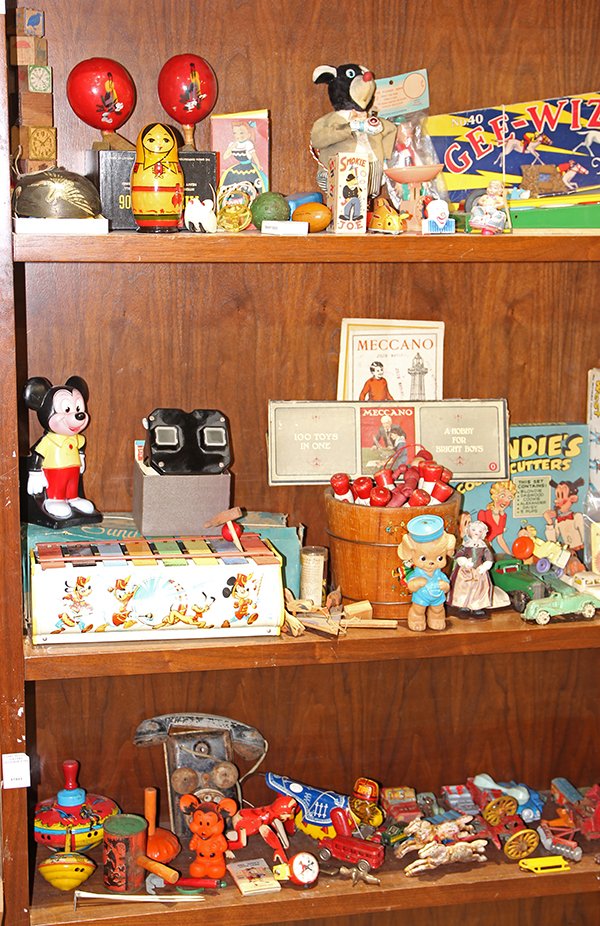 (lot of 50 plus) Five shelves of vintage toys, (1 of 4)
