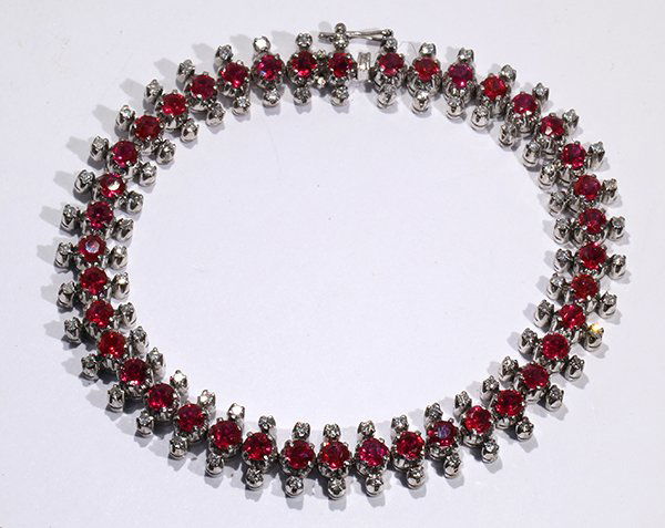 Ruby, diamond and 14k white gold bracelet (1 of 3)