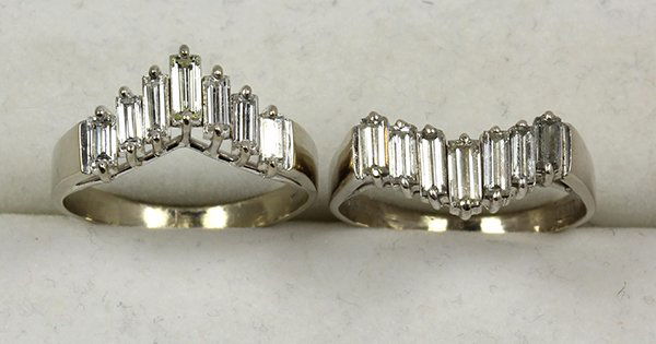 Pair of diamond and 14k white gold guard rings (1 of 3)