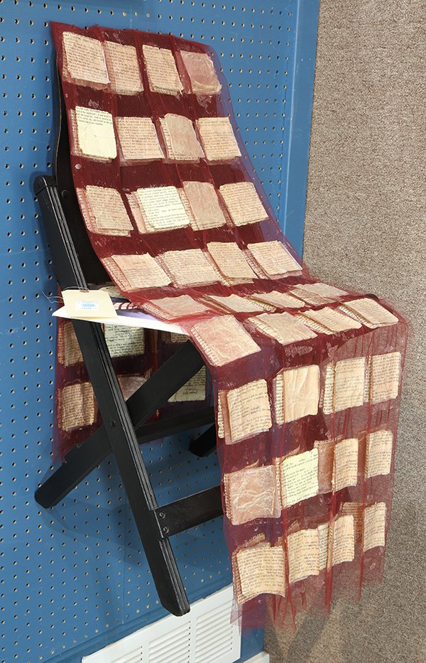 Sculpture, Lucy Puls: Lucy Puls (American, 20/21st century), "Aqua Rapidous (Swift Water)," 1994, wood, paper and tuile sculpture, overall: 30"h x 20"w x 17"d. Provenance: The Chair Affair, September 16, 1994, The Oakland 
