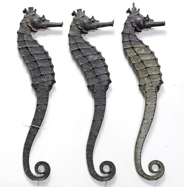 (lot of 3) Patinated bronze figural sculptures, (1 of 2)