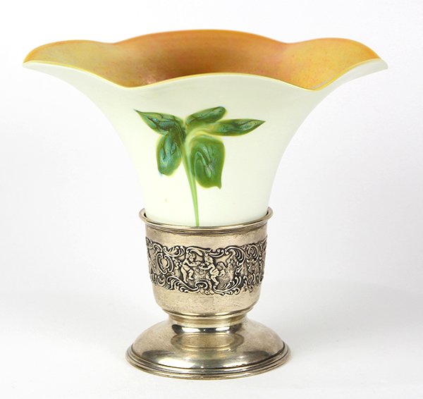 Quezal iridescent gold art glass vase (1 of 7)