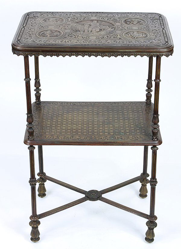 Continental patinated bronze two tiered stand circa (1 of 6)