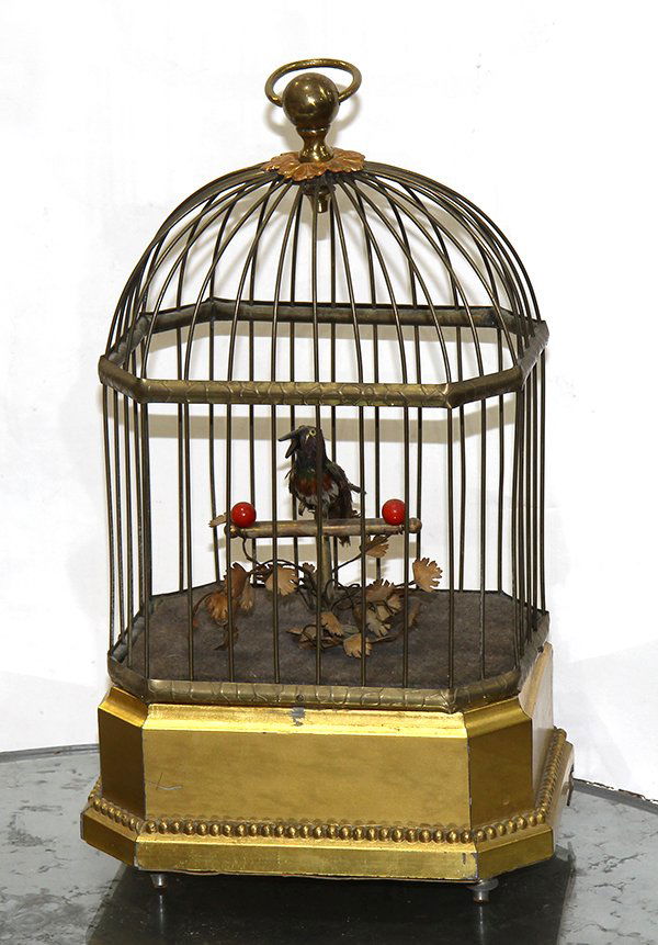 Continental caged bird automaton, executed in gilt (1 of 3)