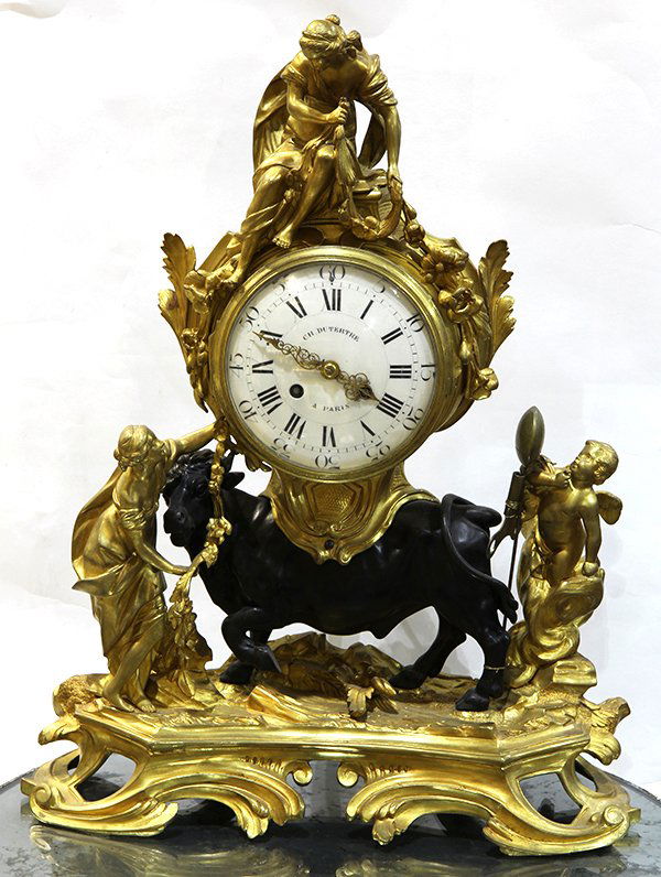Louis XVI style gilt bronze figural mantle clock (1 of 5)
