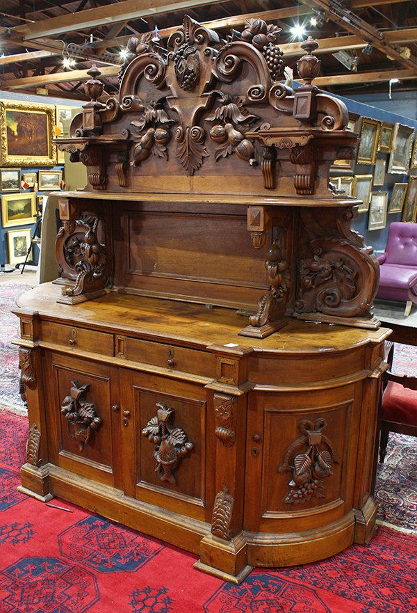 American Rococo revival walnut sideboard (1 of 5)