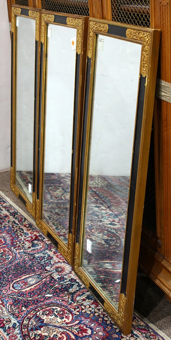 (Lot of 3) Ebonized and partial gilt wall mirrors, (1 of 3)