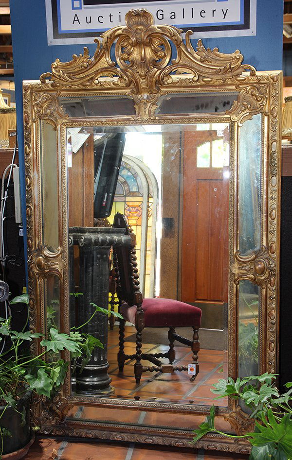 Napoleon III giltwood carved over mantle mirror (1 of 1)