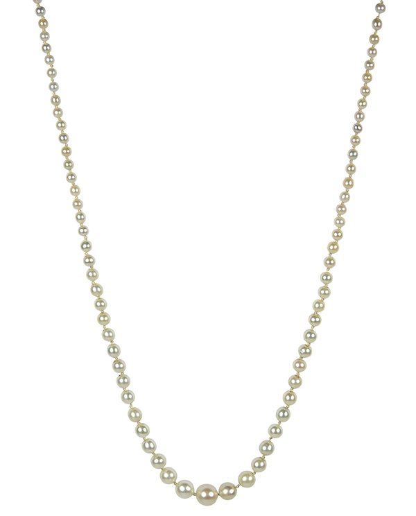 Natural pearl, diamond, platinum and silver necklace (1 of 6)