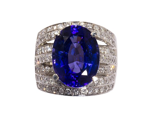 Tanzanite, diamond and 14k white gold ring (1 of 3)