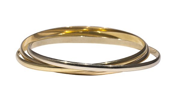 18k tri-color three-ring bangle bracelet (1 of 3)