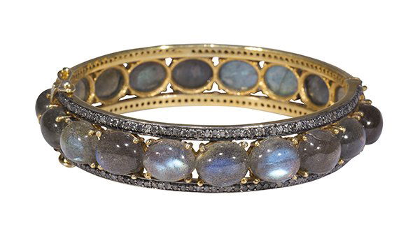 Labradorite, diamond and vermeil bangle bracelet (1 of 3)
