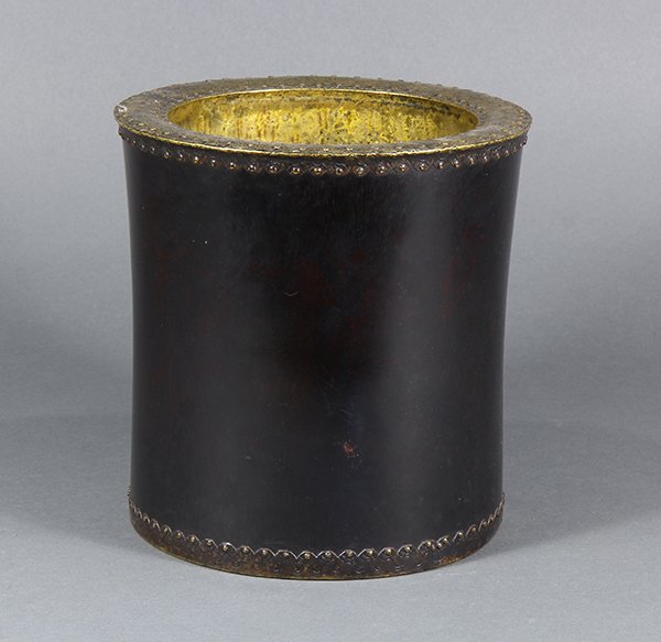 Chinese Wood Brush Pot with Copper Lining (1 of 7)