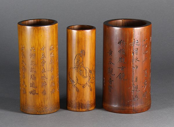 Three Chinese Bamboo Brush Pot (1 of 6)