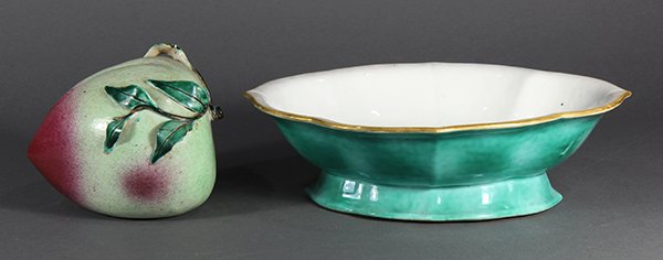 Chinese Porcelain Peach and Footed Dish (1 of 7)