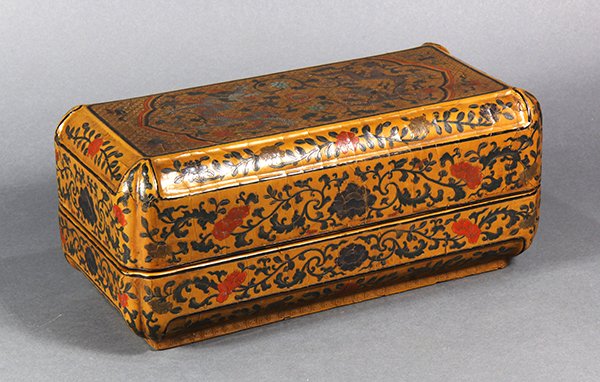 Chinese Polychrome Lacquer Box, Dragons (1 of 8)