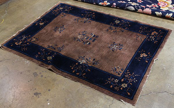 Chinese floral carpet, circa 1950, 5'8" x 4' (1 of 2)