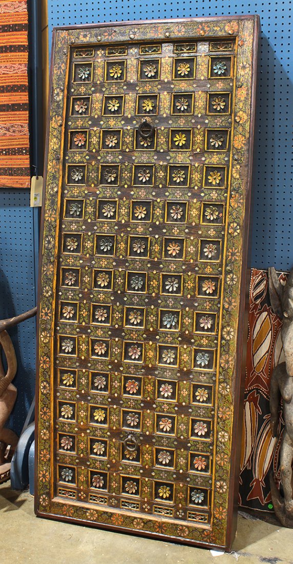 Indian Wood Door, Flowers (1 of 2)